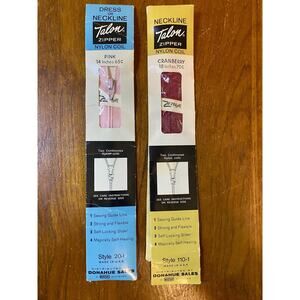 Vintage Zippers 14”- 18” Lot Of 2 Talon Nylon Coil Sewing Skirt Neckline NOS